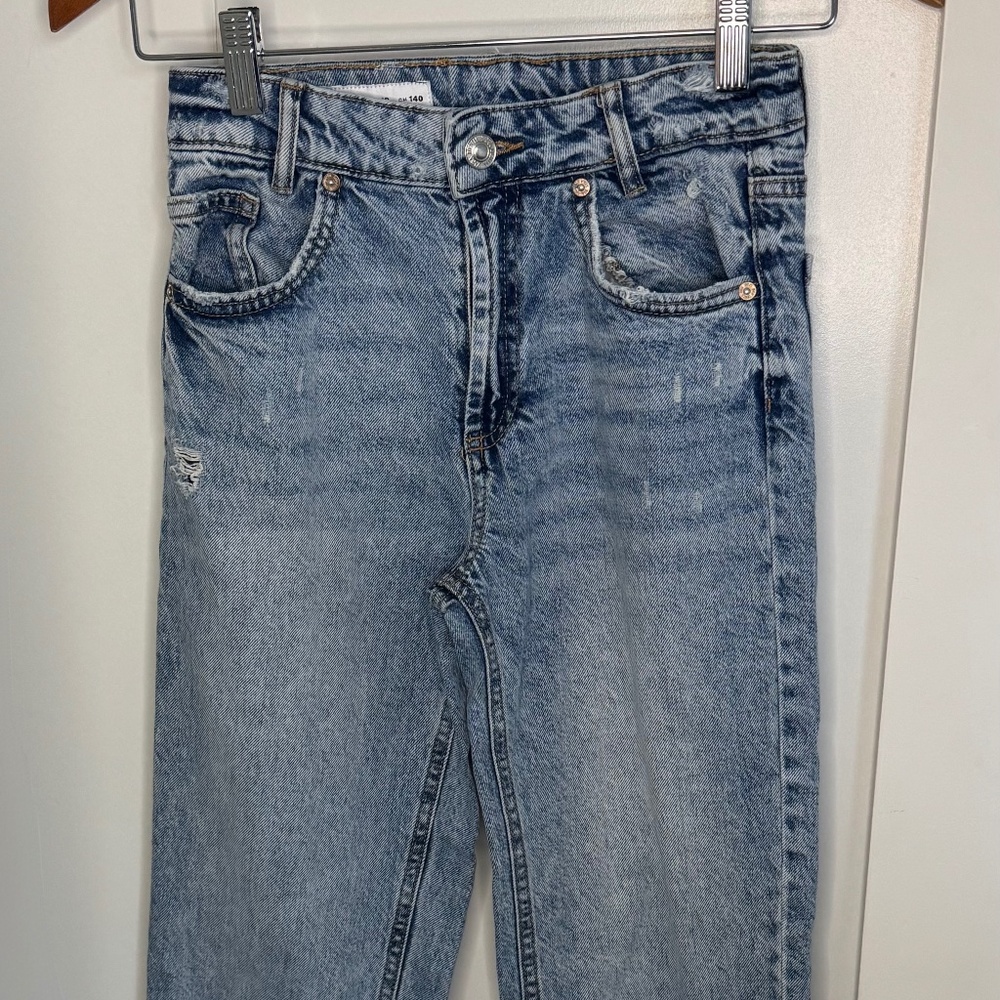ZARA Kids Girls Jeans - Size 10 - Light Wash Denim - Straight Leg Casual Pants